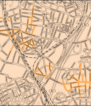 Une carte avec les rues où a eu lieu la deuxième Rafle