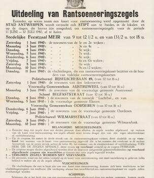 Liste des dates de distribution des tickets de rationnement